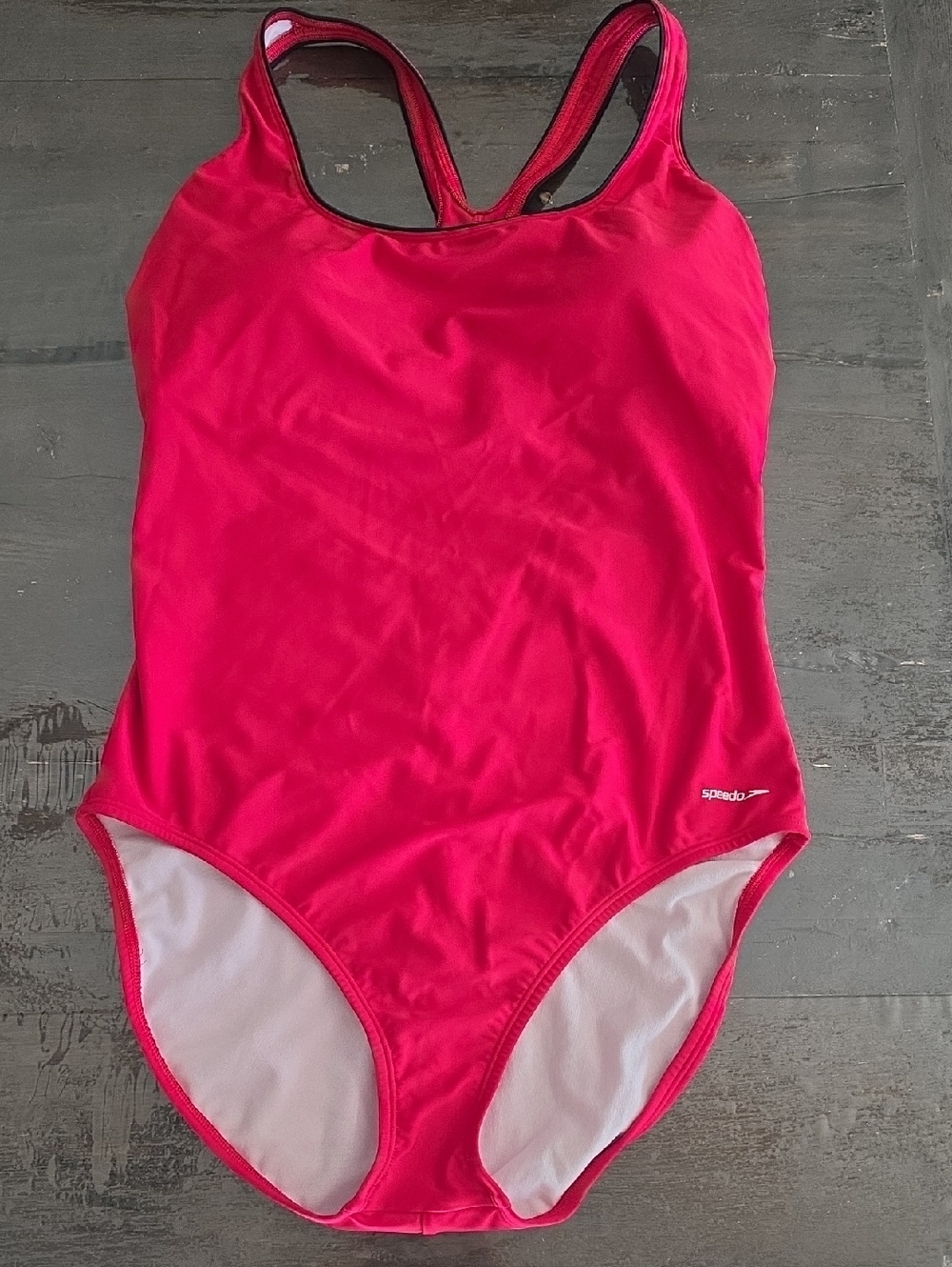 (18) Speedo Womens' Rosy Red Racerback One-Piece Swimsuit Vacation Athletic Fast